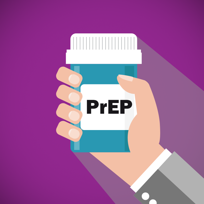 Illustration of PrEP bottle in a hand